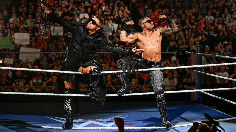 The Miz and Carmelo Hayes posing on "WWE SmackDown"