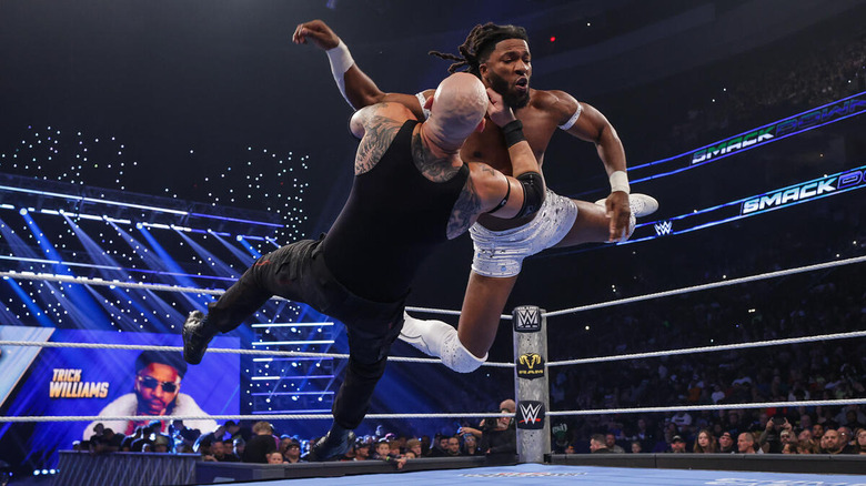 Trick Williams hits a clothesline on Baron Corbin on "WWE SmackDown"