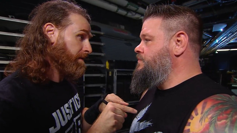 Sami Zayn and Kevin Owens exchange words backstage