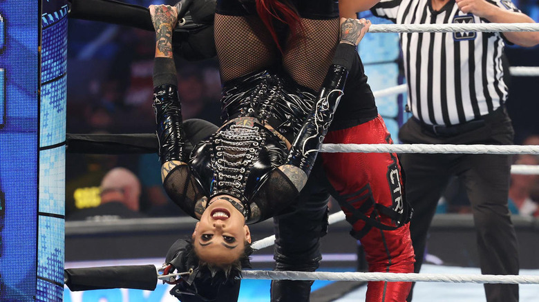 Shotzi hangs upside-down