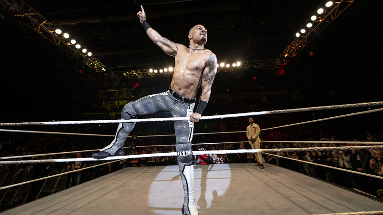 Carmelo Hayes in ring during a WWE live event on March 22nd, 2025 at The SSE Arena in Belfast, Ireland.