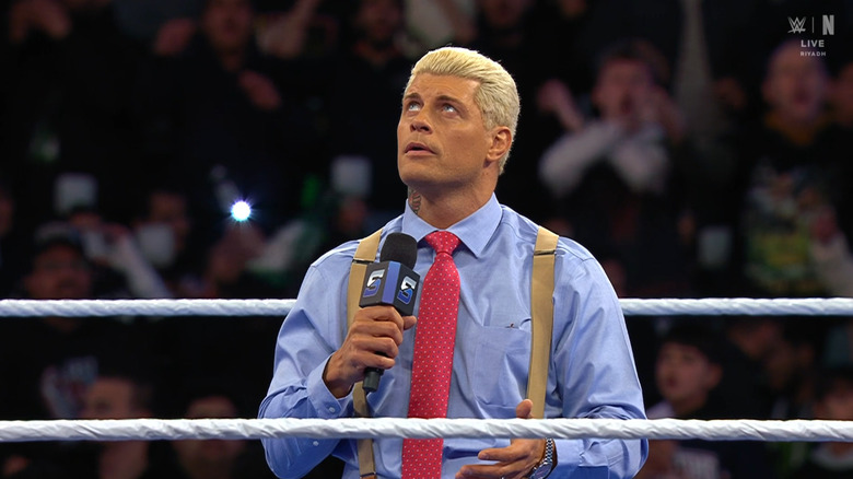 Rhodes in the ring talking