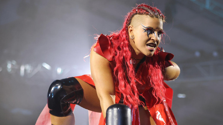 Zaria posing on the turnbuckle