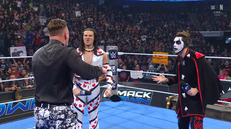 The Miz in the ring talking to Wilson and Danhausen