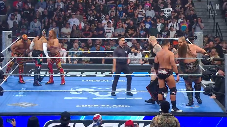 All six men inside the ring
