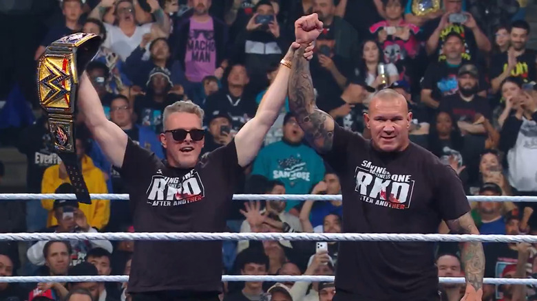 Pat McAfee poses with Randy Orton