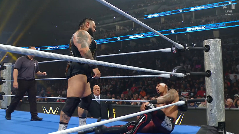 Reed and Hayes in the corner of the ring