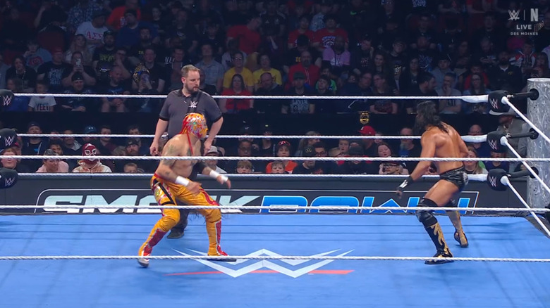 Fenix and Escobar staring each other down in the ring