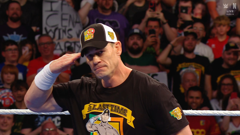 Cena about to salute in the ring