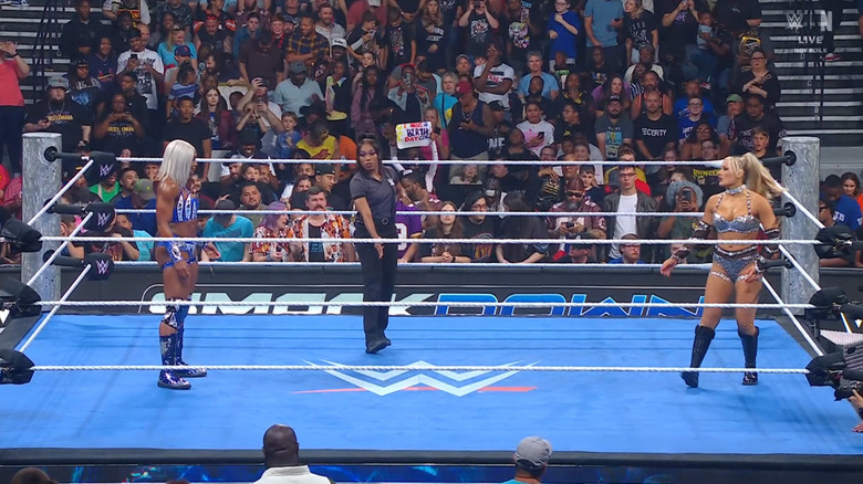 Cargill and Stratton staring each other down in the ring