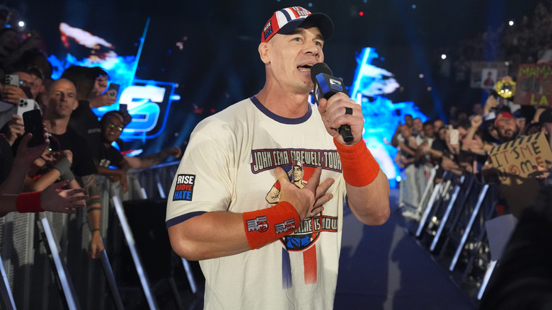 Cena talking on the entrance ramp