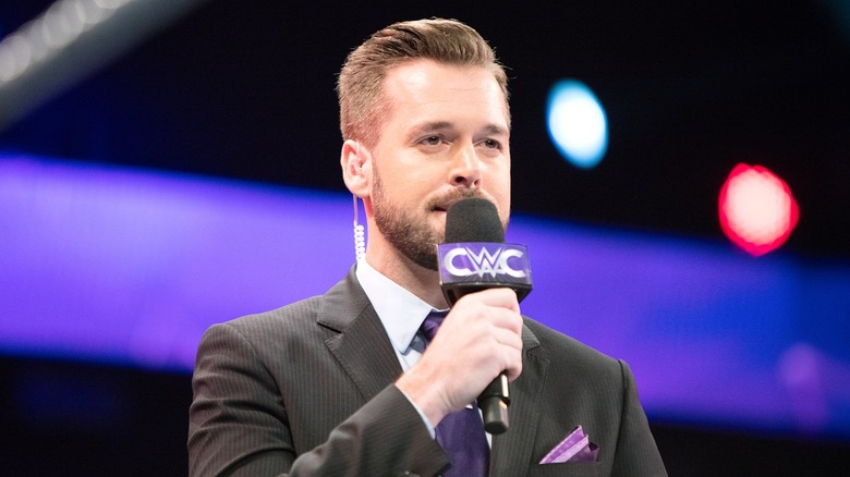 Mike Rome as the Cruiserweight Classic ring announcer in 2016