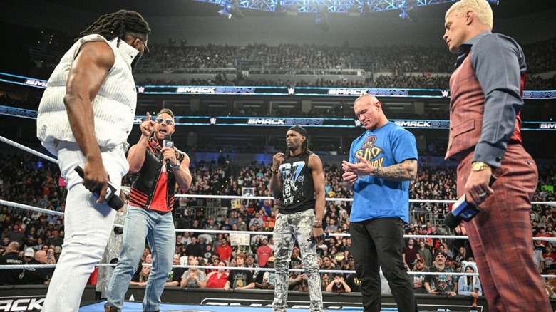 Trick Williams, LA Knight, Je'Von Evans, Randy Orton, and Cody Rhodes on WWE SmackDown