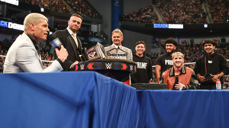 Cody Rhodes and Logan Paul at their contract signing