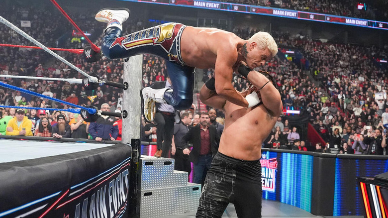 Cody Rhodes launches himself at Jacob Fatu