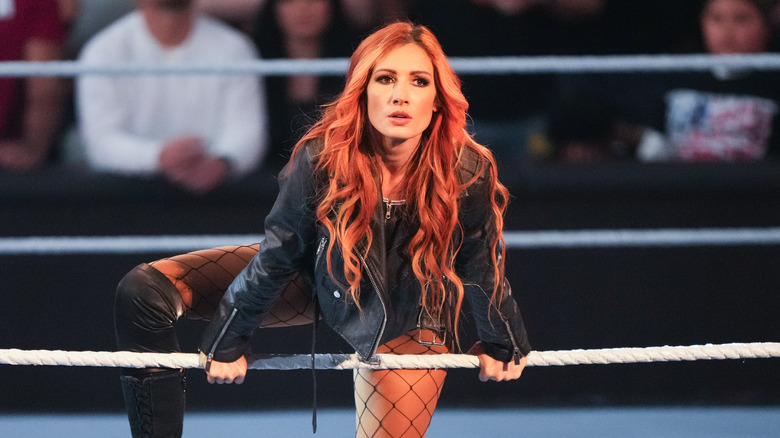 Becky Lynch poses on the ropes