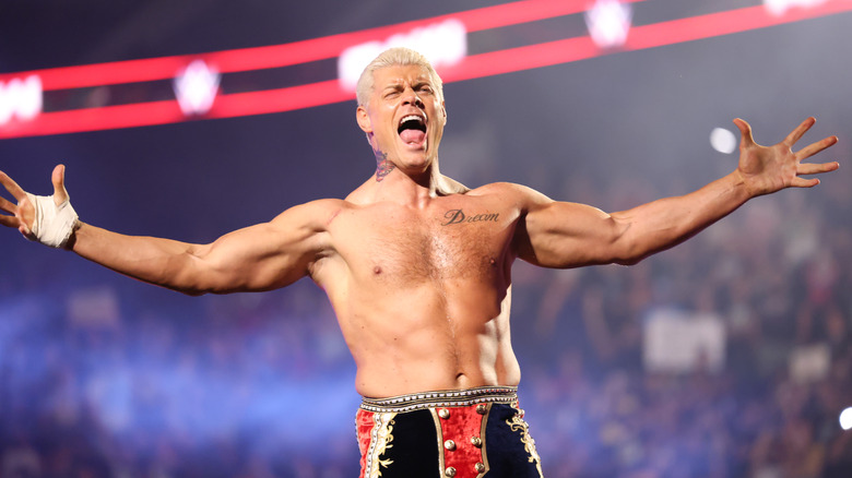 Cody Rhodes enters the ring during Monday Night RAW at Nationwide Arena on June 23, 2025 in Columbus, Ohio.
