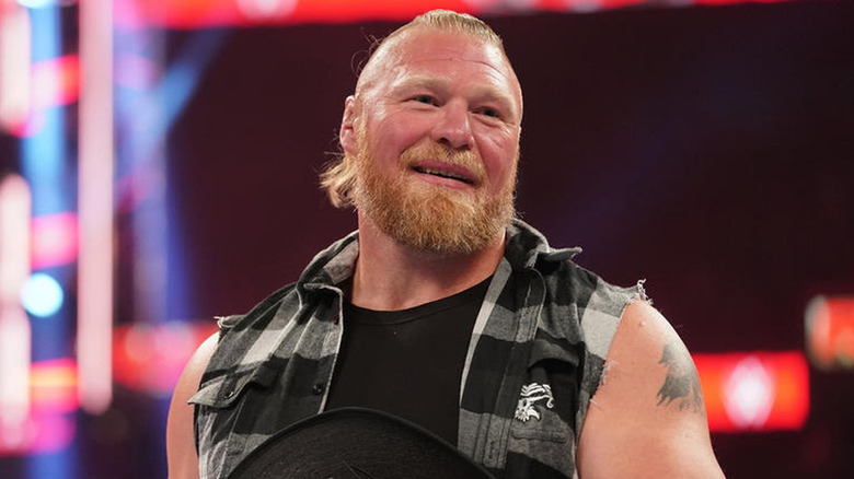 Brock Lesnar smiling