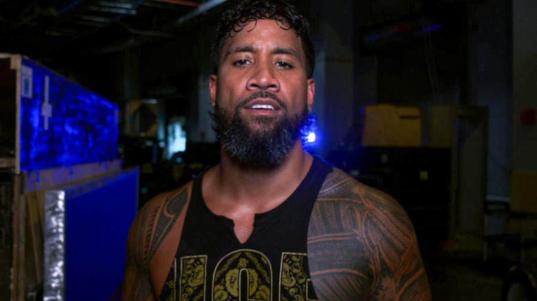 Jey Uso cutting a backstage promo