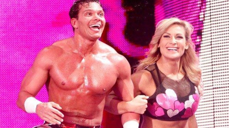 Natalya and Tyson Kidd head down to the ring for a match on an episode of "WWE Raw."