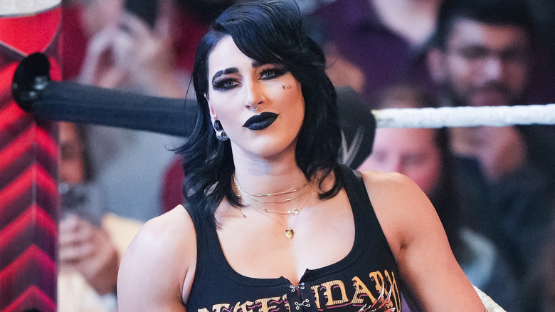 Rhea Ripley wearing black lipstick