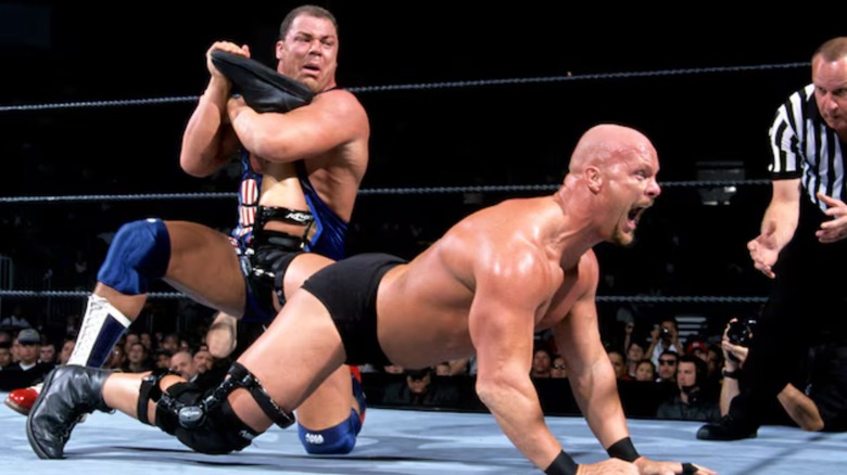 Kurt Angle and Stone Cold Steve Austin at WWE SummerSlam 2001