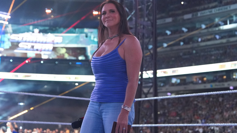 Stephanie McMahon in the ring at WWE SummerSlam Night 2