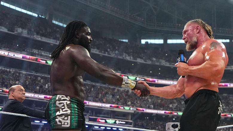 Brock Lesnar shakes Oba Femi's hand