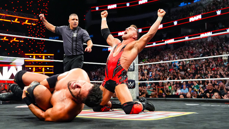 Chad Gable celebrates in the ring on "WWE Raw"
