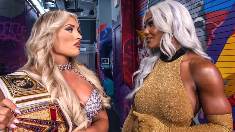 Tiffany Stratton and Jade Cargill backstage in WWE