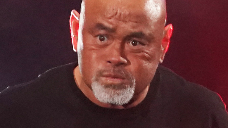 Keiji Muto standing on apron