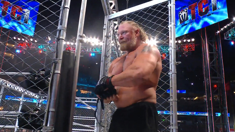 Brock Lesnar leaves the WarGames cage