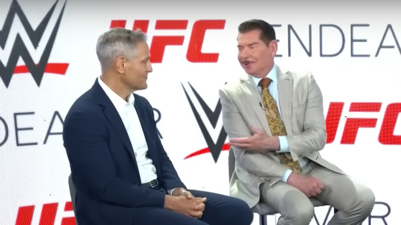 Vince McMahon and Ari Emanuel appearing on CNBC