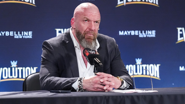 Triple H looking stern