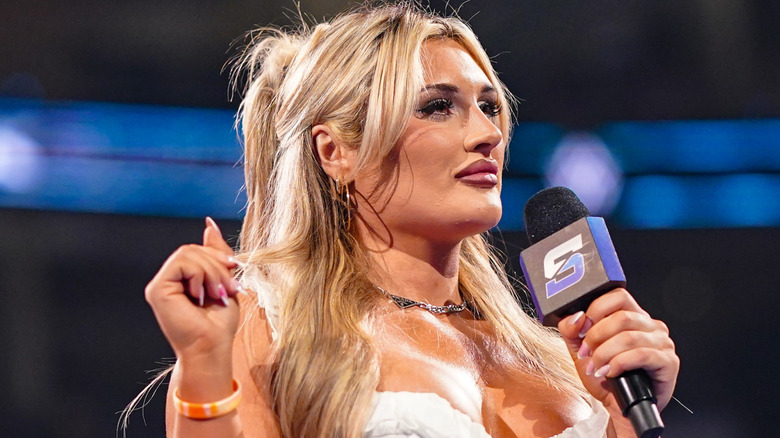 Tiffany Stratton cutting a promo