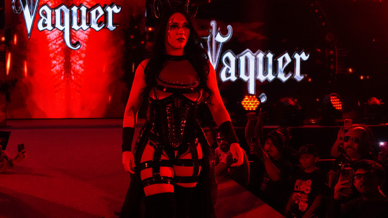 Stephanie Vaquer makes her entrance during WWE Worlds Collide