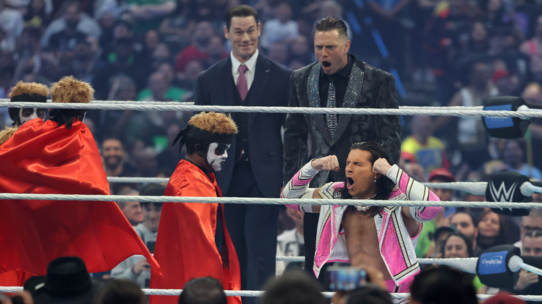 Kit Wilson gets punched by a little Danhausen during WWE WrestleMania 42