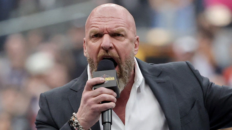 Chief Content Officer Paul Levesque speaks during WrestleMania 41