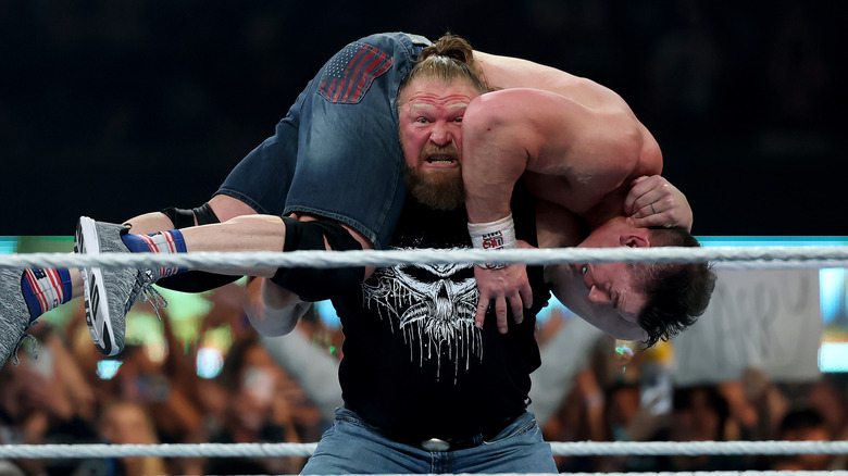 Brock Lesnar prepares John Cena for the F-5 during the WWE 2025 SummerSlam