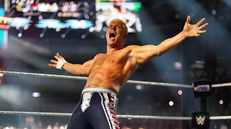 Cody Rhodes enters the ring during SummerSlam at MetLife Stadium on August 3, 2025 in East Rutherford, New Jersey.