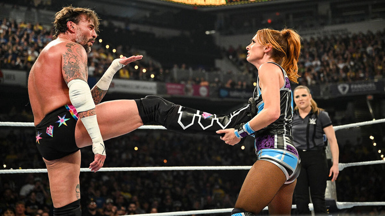 CM Punk blows Becky Lynch a kiss at WWE Wrestlepalooza