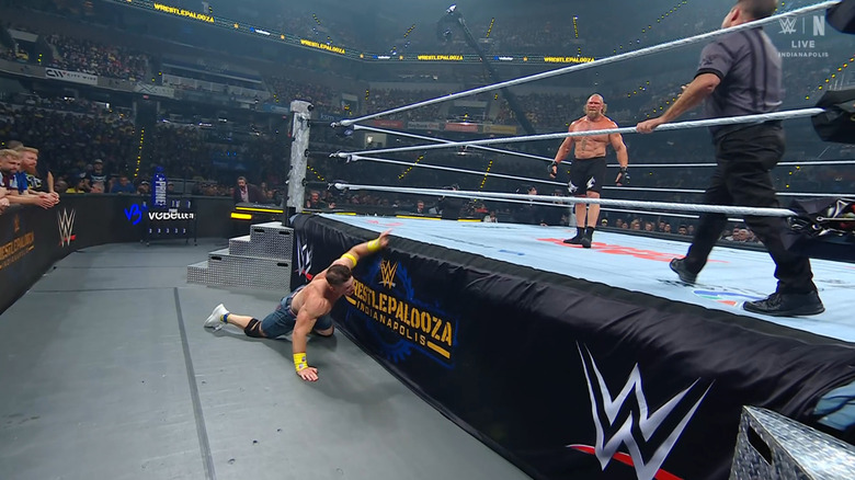 Cena on the outside of the ring