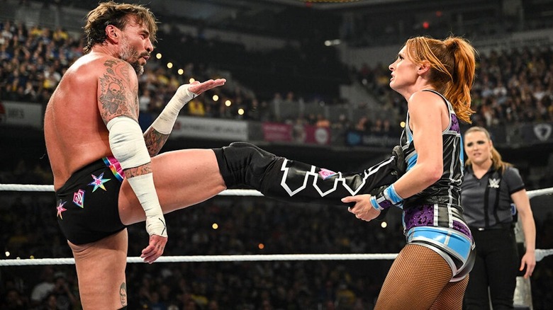 CM Punk blows Becky Lynch a kiss at WWE Wrestlepalooza