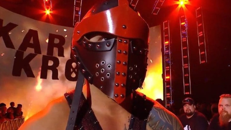 Karrion Kross wearing a helmet on WWE Raw in 2021