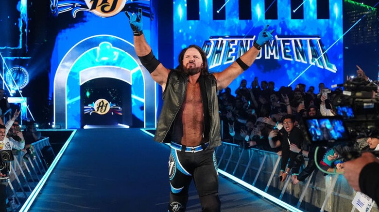 AJ Styles makes his entrance at the Royal Rumble