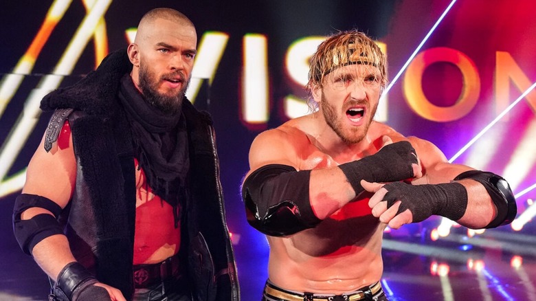 Austin Theory and Logan Paul on WWE Raw