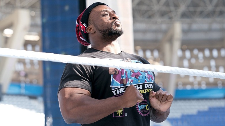 Big E wearing t-shirt in the ring