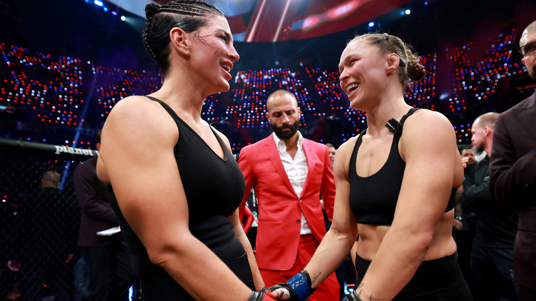 Gina Carano and Ronda Rousey after their fight