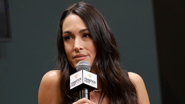 Brie Bella speaks onstage during the Nikki And Brie Bella SiriusXM live show from Fanatics Fest at Javits Center on July 19, 2026
