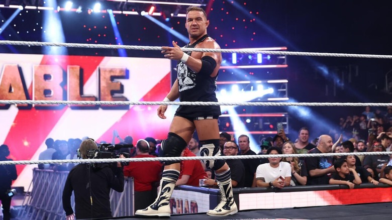 Chad Gable on the ring apron